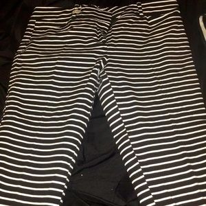 Black and white striped dress pants
